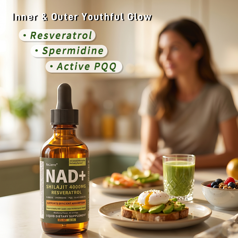 NAD+ Shilajit Liquid Drops with Resveratrol - 60mL Blueberry Supplement