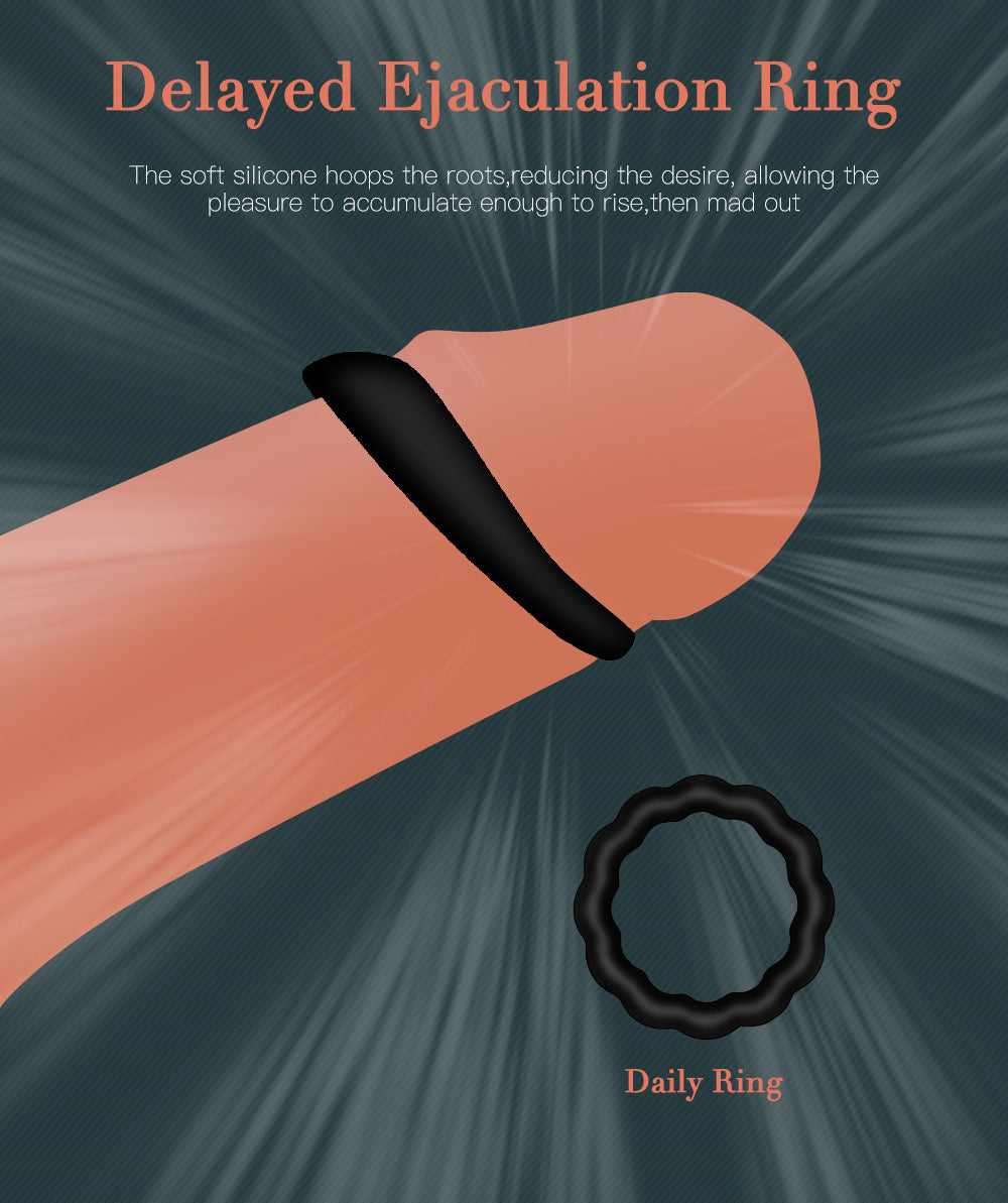 Men's Silicone Delay Ring Set - Luminous and Black Adjustable Cock Rings