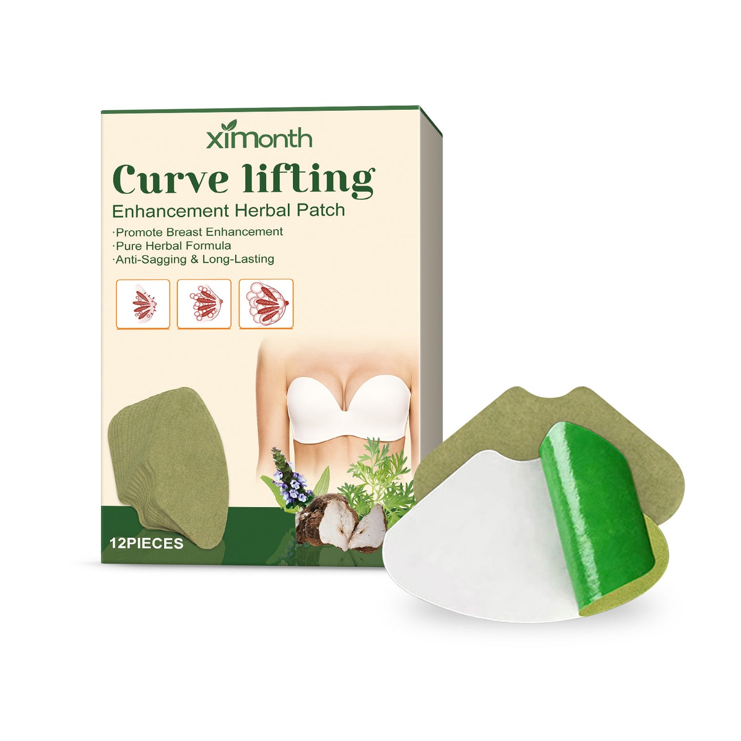 Herbal Chest Firming & Lifting Patches - 12 Pack Invisible Skin Treatment