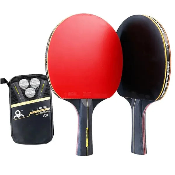 Professional 7-Ply Table Tennis Racket Set with Double Paddles & Carry Bag
