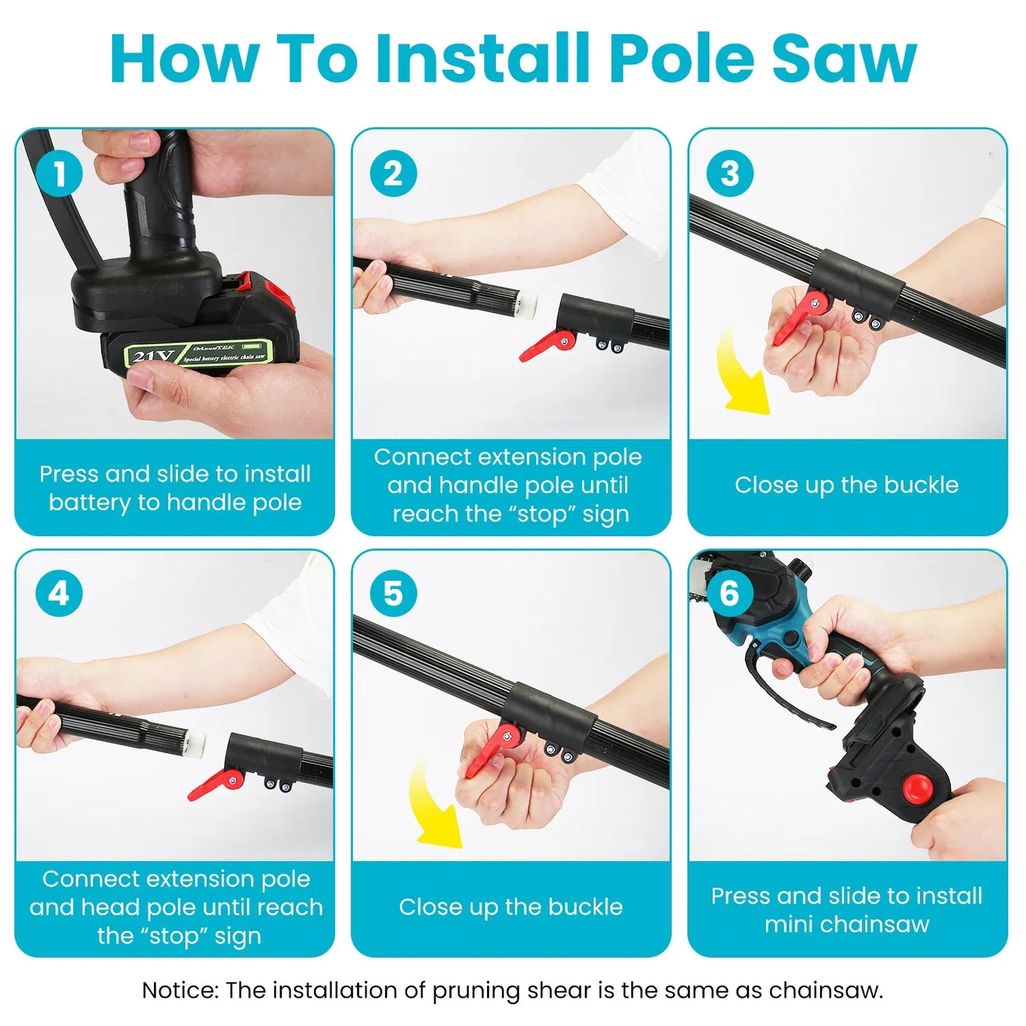 4-in-1 Cordless Pole Pruning Shears & Tree Trimming Saw with Adjustable Angles