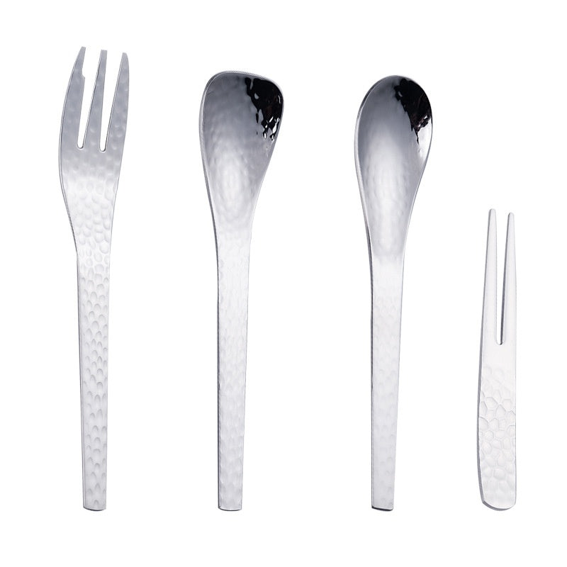 Japanese Style Stainless Steel Dessert Spoon Fork Set Kitchen Utensils