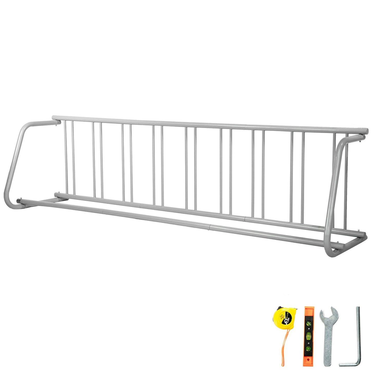 9-Bike Steel Floor Bike Rack Storage Stand for Garage Yards - Silver