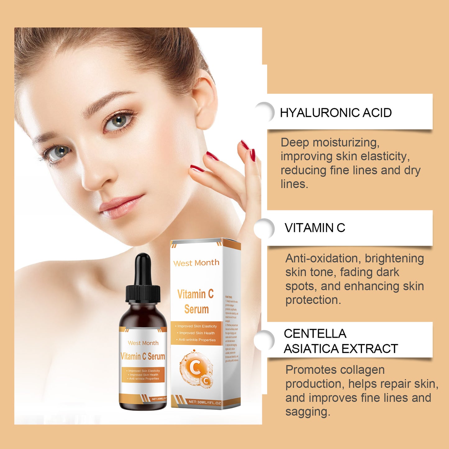 Anti-Aging Facial Serum with Vitamin E & Centella Asiatica - 30ml