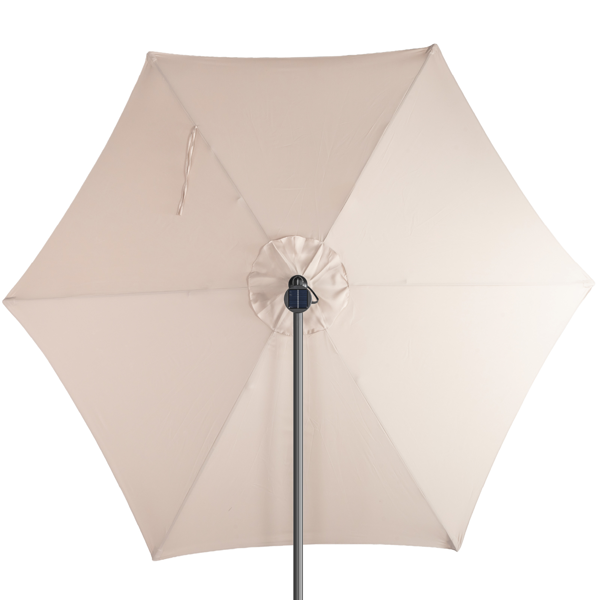 10FT Round Patio Hanging Umbrella with LED Lights - Khaki