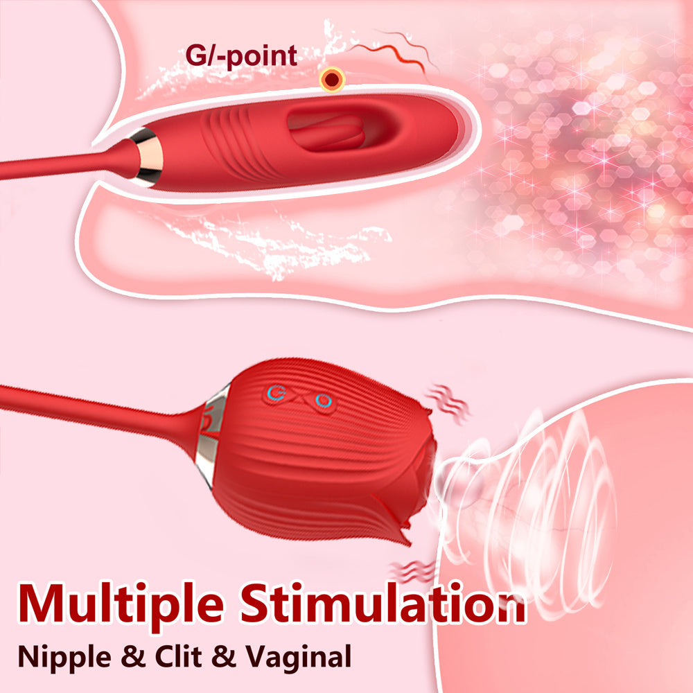 Female G-Spot Double Head Vibrator - 10 Vibration Modes, Red