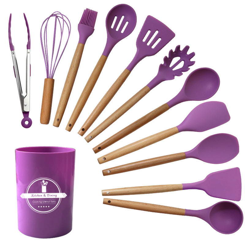 Silicone Soup Spoon & Pan Spatula Set Non-Stick High Temp Kitchen Utensils