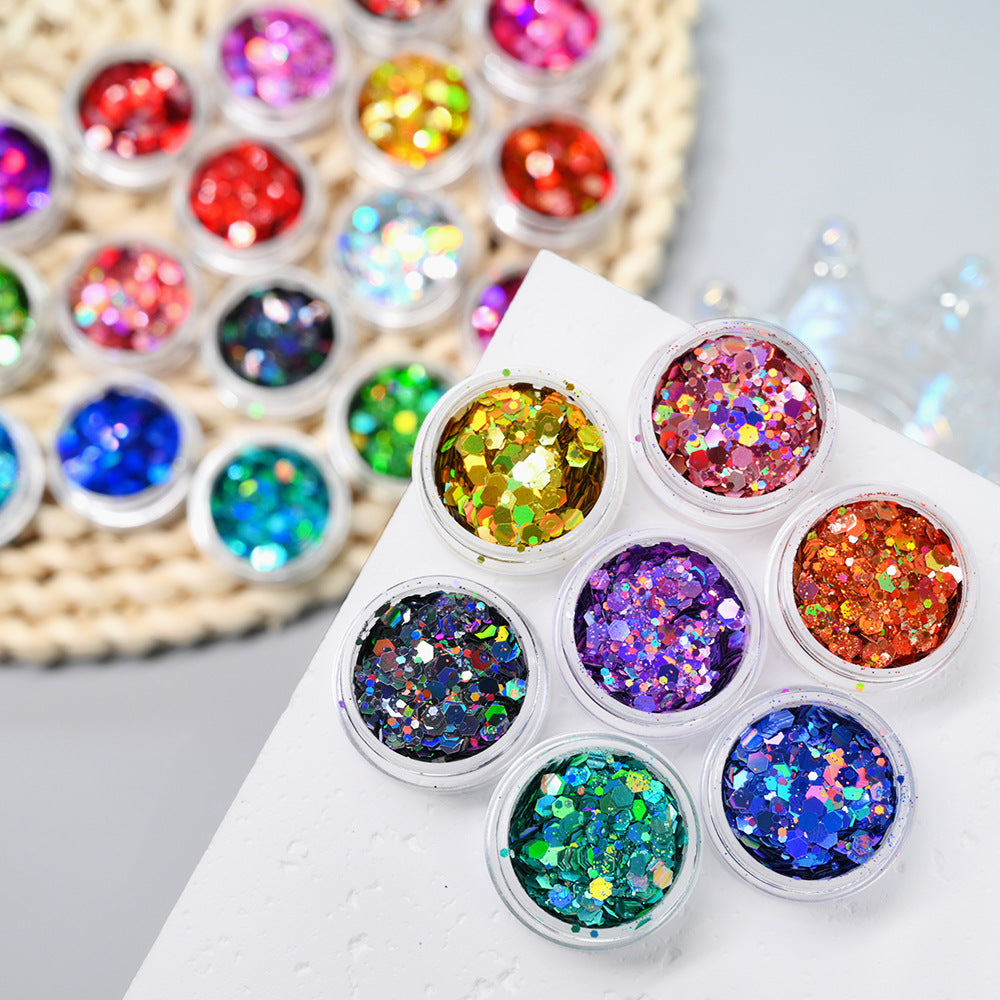 24-Color Nail Glitter Set with Circular Sparkles - Princess Series
