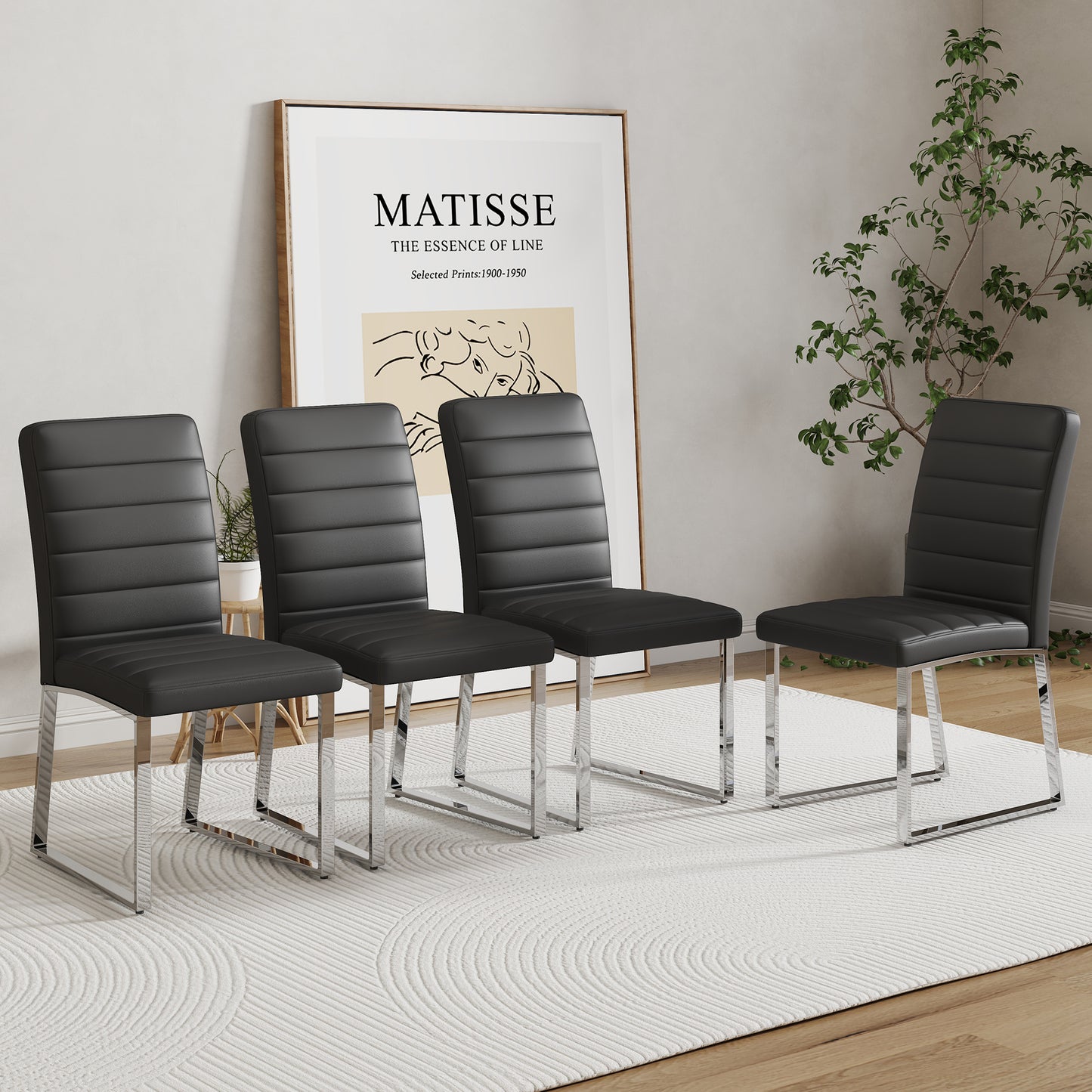 4-Pack - Heavy-duty Chairs Set ,2.1in Thick Cushion, Iron Frame,
