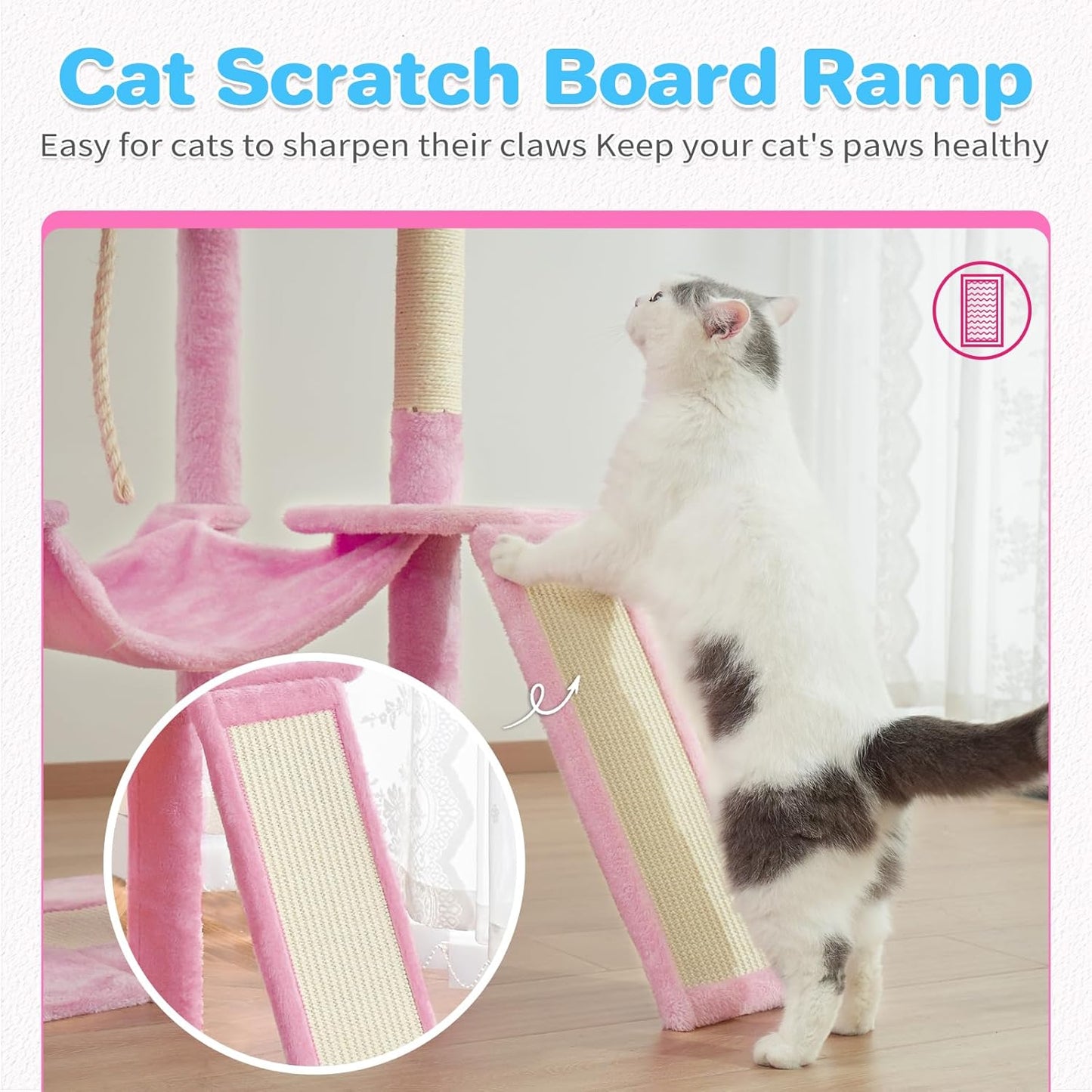 Multi-Level Cat Climbing Tree with Sisal Scratch Post and Resting Areas - 63 Inch