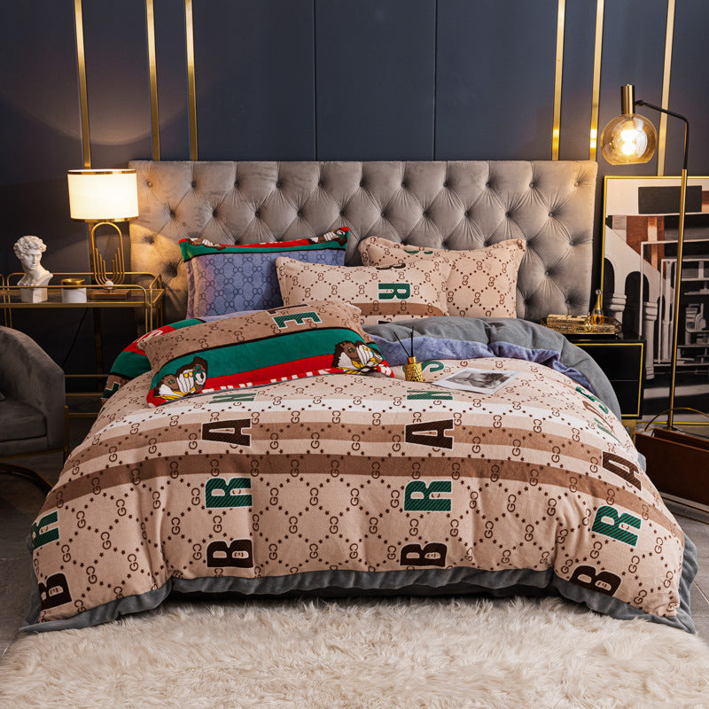 Nordic Thick Velvet Bed Sheet Set - Double-Sided Warm & Cozy Bedding