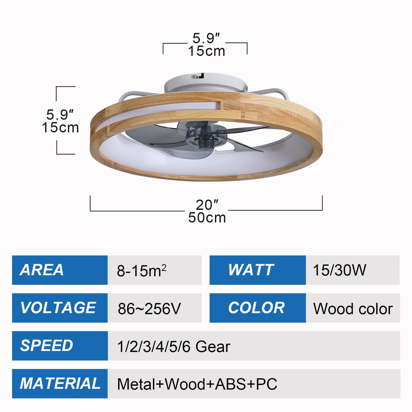 20-Inch Low Profile Ceiling Fan with Lights & Remote Control