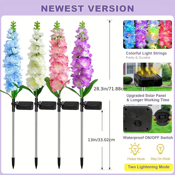 Solar Powered Color-Changing Hyacinth Flower Light - 4PCS, 8PCS