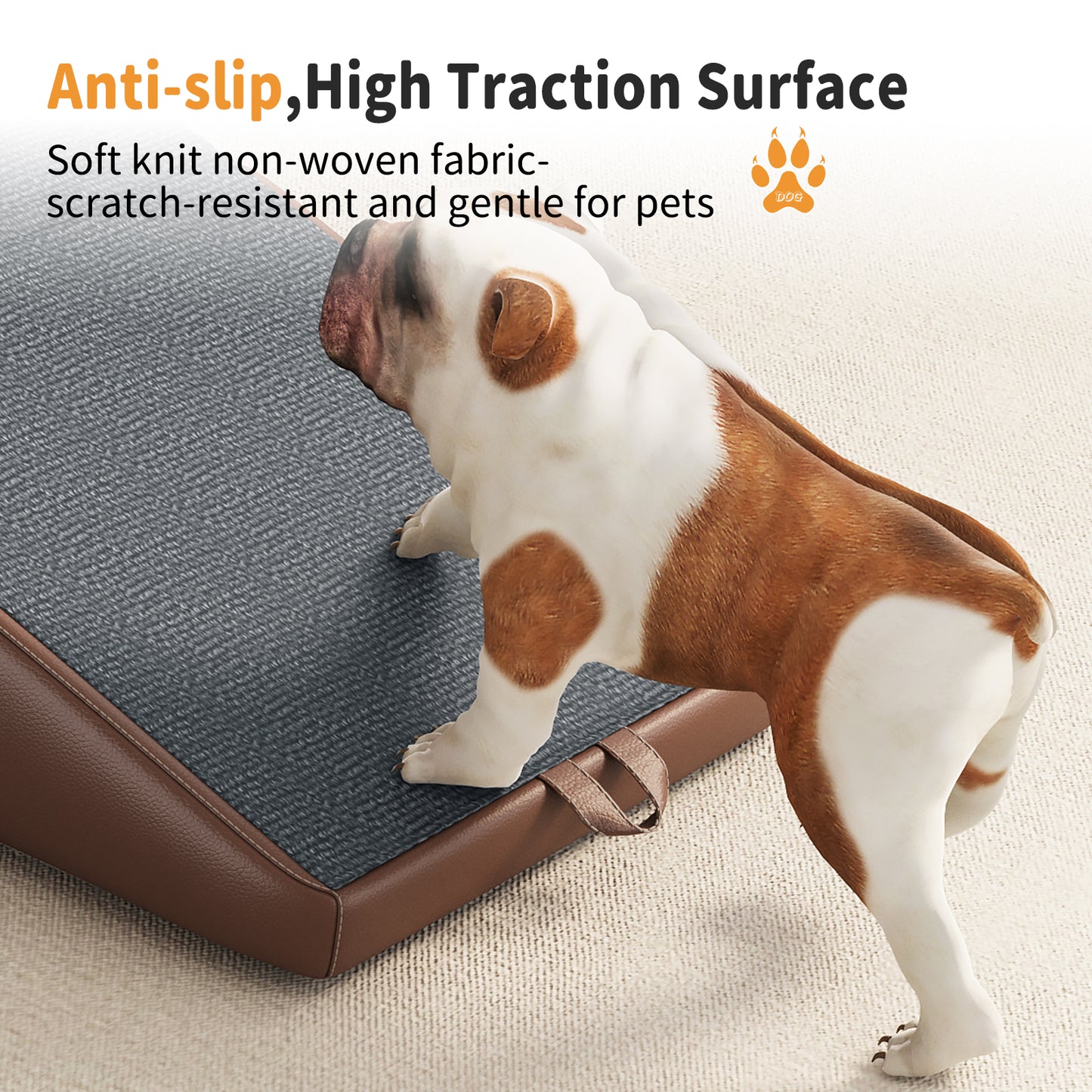 Foldable Dog Stairs for Small Dogs and Cats - Wooden Pet Ramp for Couch & Bed, Brown