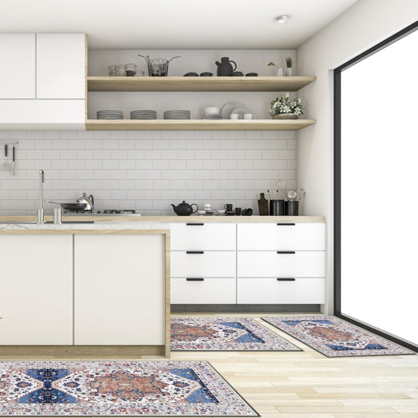 Boho Kitchen Rug Set - 3 Piece Non-Slip Washable Mats