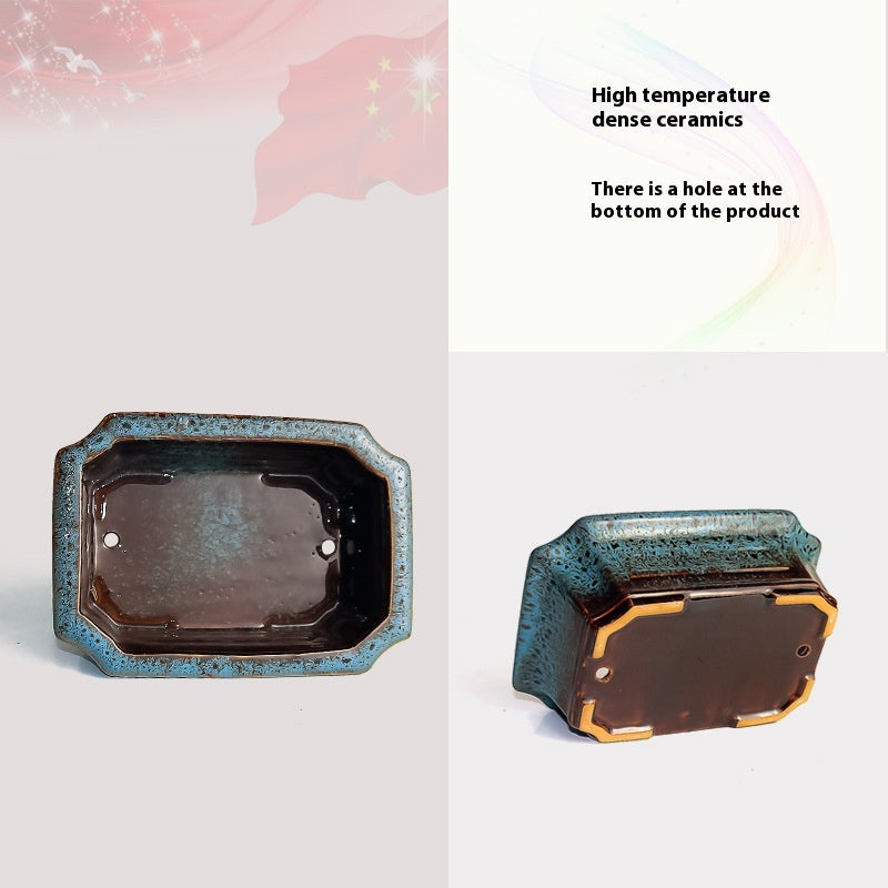 Square Ceramic Flowerpot for Home Gardening - High Temperature Resistant