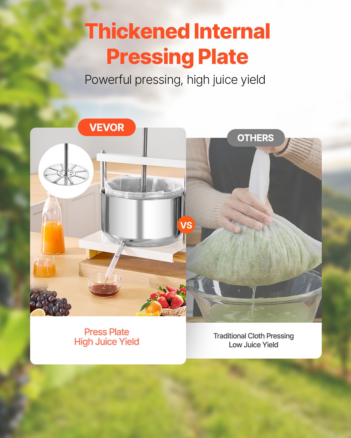 Manual Fruit Wine Press - 3.17 Gallon Stainless Steel Juicer