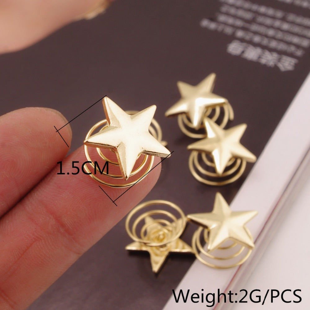 Women's Gold & Silver Pentagram Hairpin - Spring Fashion Accessory