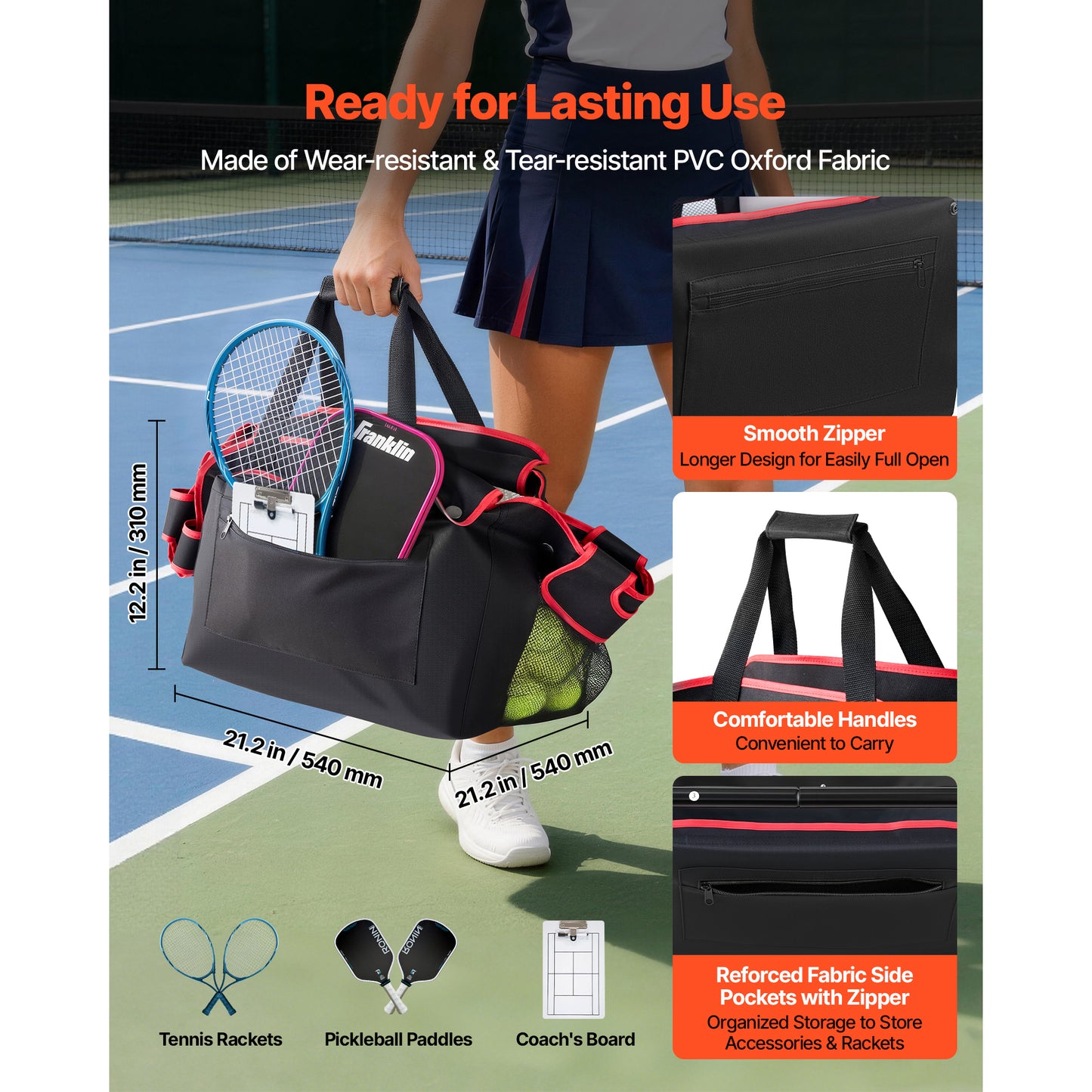 Tennis Ball Hopper with Wheels - Holds 175 Tennis Balls or 290 Pickleballs, Foldable Portable Cart for Training and Coaching