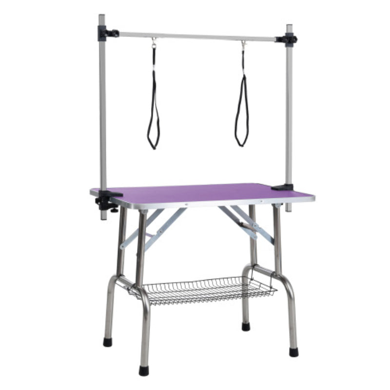 Dog Grooming Table with Stainless Steel Frame Rubber Surface Adjustable Arm