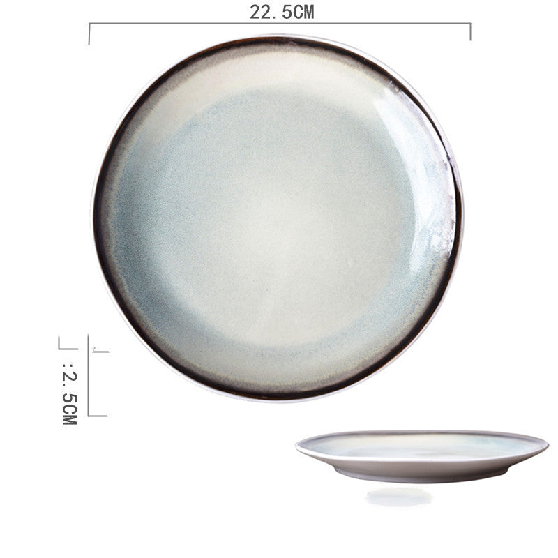 Ceramic Hand-Painted Western Style Breakfast Plate 8 Inch Microwave Safe