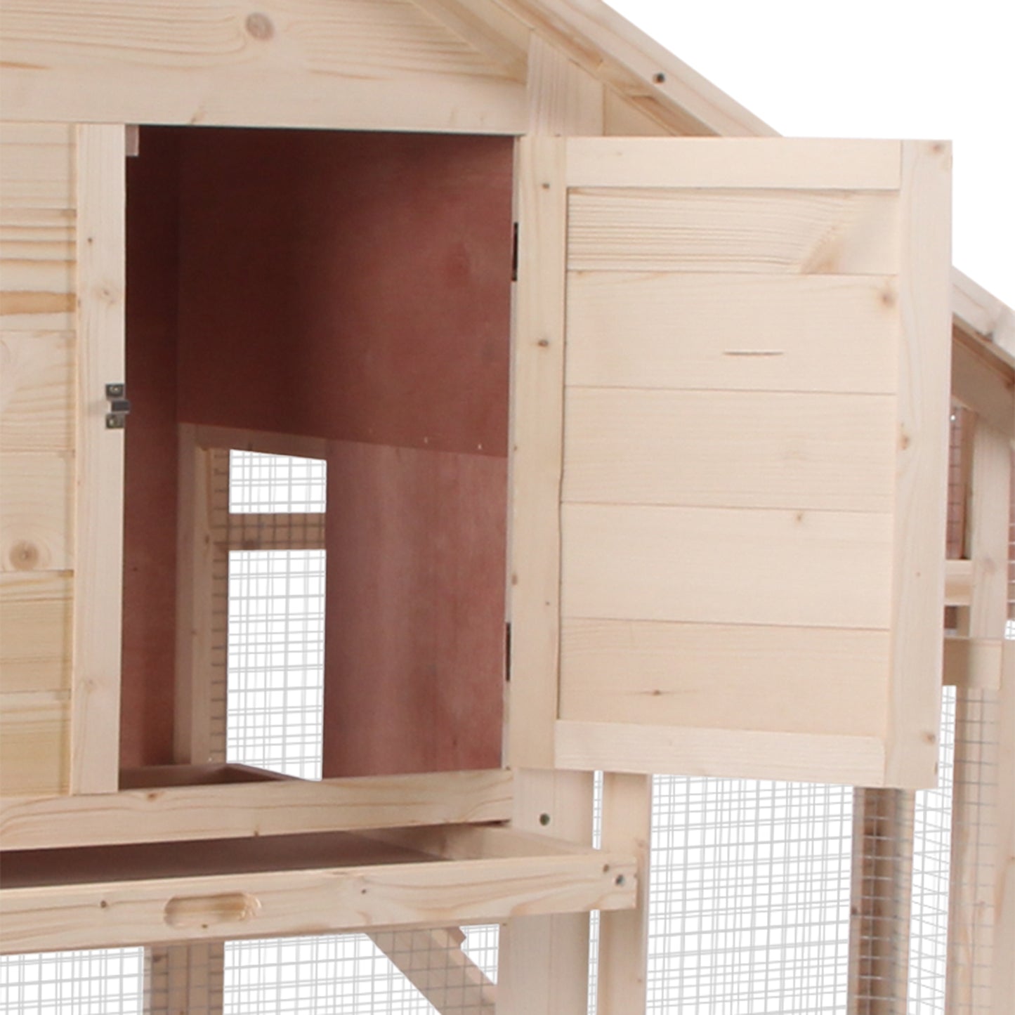 55-Inch Wooden Rabbit Hutch 2-Tier Pet Cage with Removable Tray Outdoor Enclosure