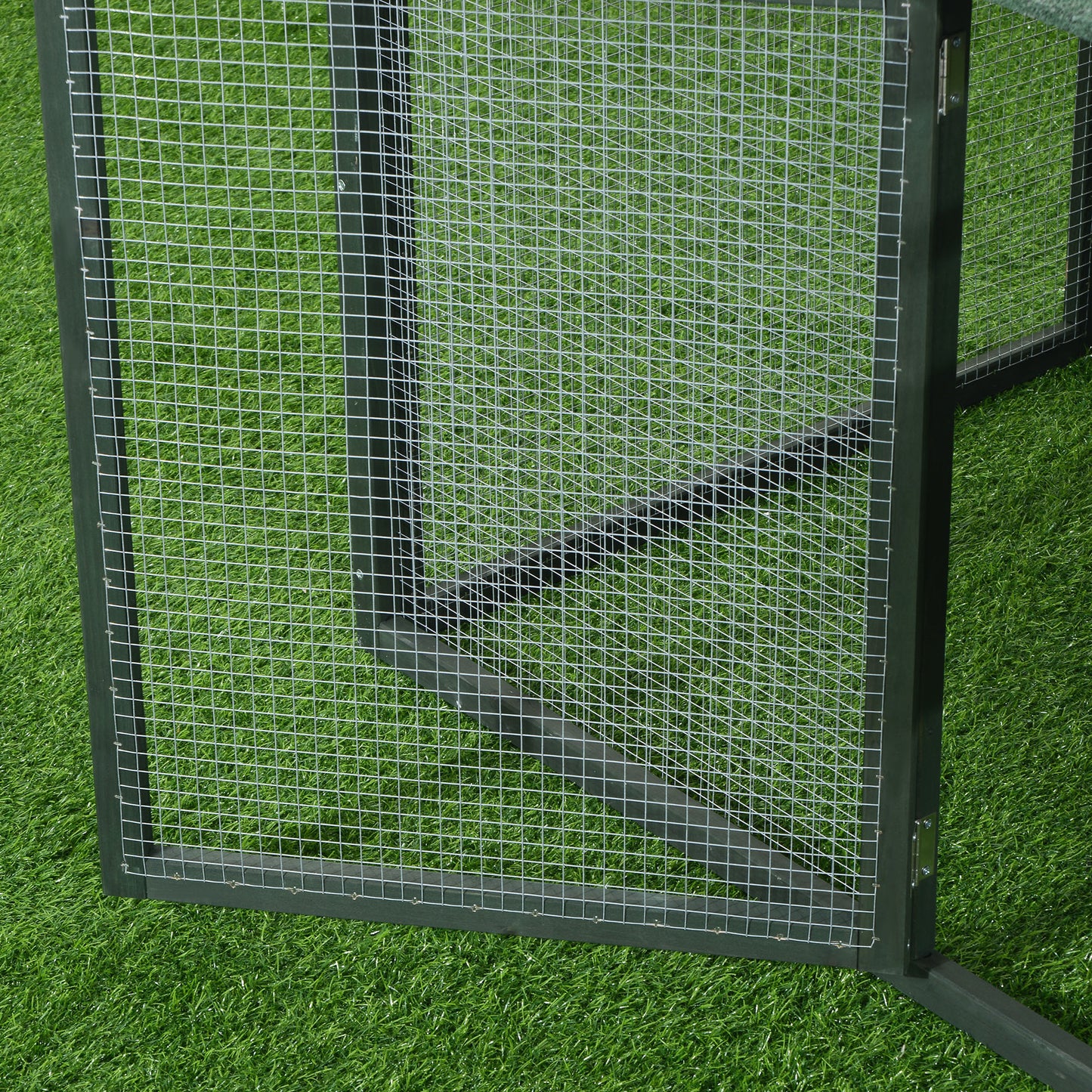 84-Inch Wooden Chicken Coop with Run and Nesting Box - Green Outdoor Poultry Cage