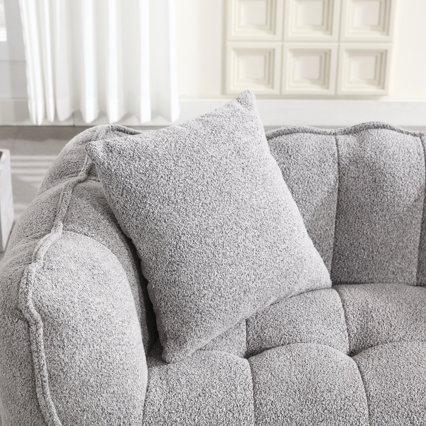 Soft Grey Beanbag Chair for Two - High Resilience Foam