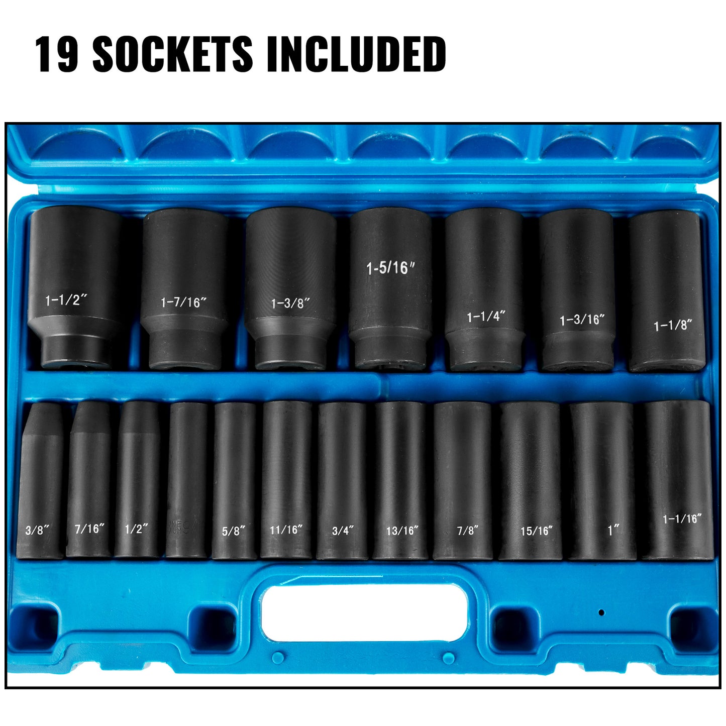 19-Piece Impact Socket Set Deep & 6-Point Sockets with Storage Cage