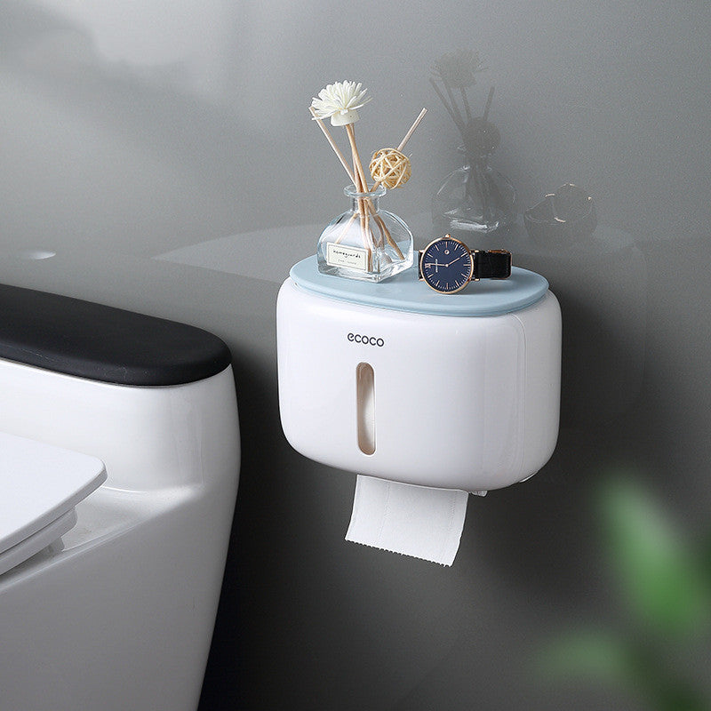 Wall-Mounted Waterproof Toilet Tissue Box Rack with Perforated Design
