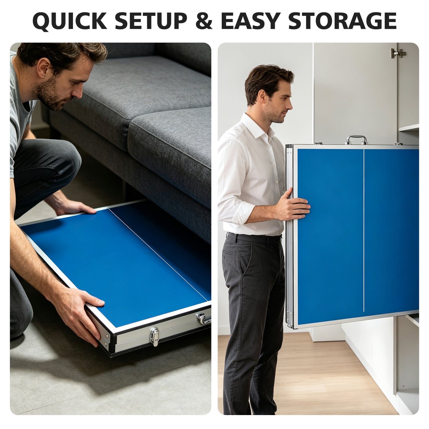 Mid-Size Foldable Table Tennis Table Set - Light Blue