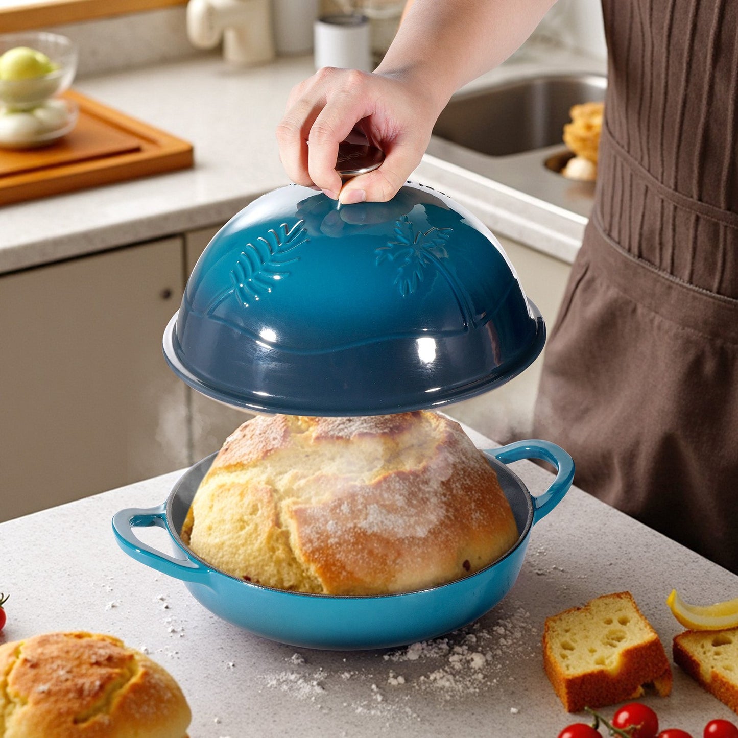 5QT Enameled Cast Iron Dutch Oven with Lid & Dual Handles - Green