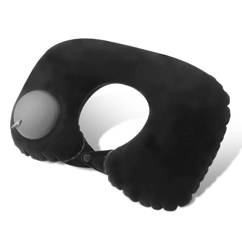 Portable Inflatable U-Shaped Travel Pillow with Self-Inflating Valve