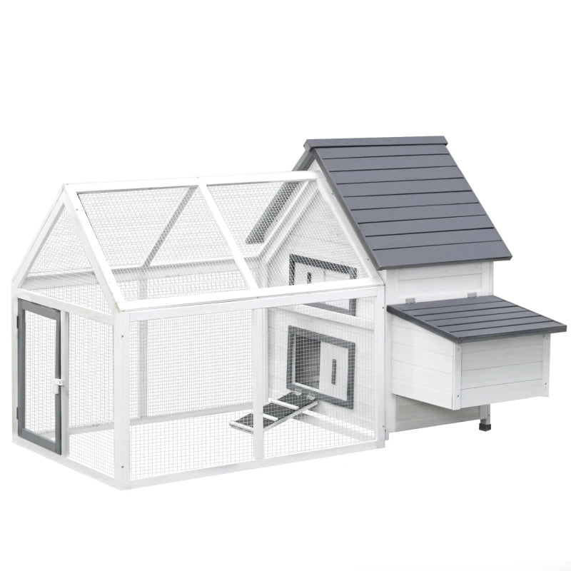 Wooden Chicken Coop with Nesting Box Ramp and Run - Outdoor Poultry Cage
