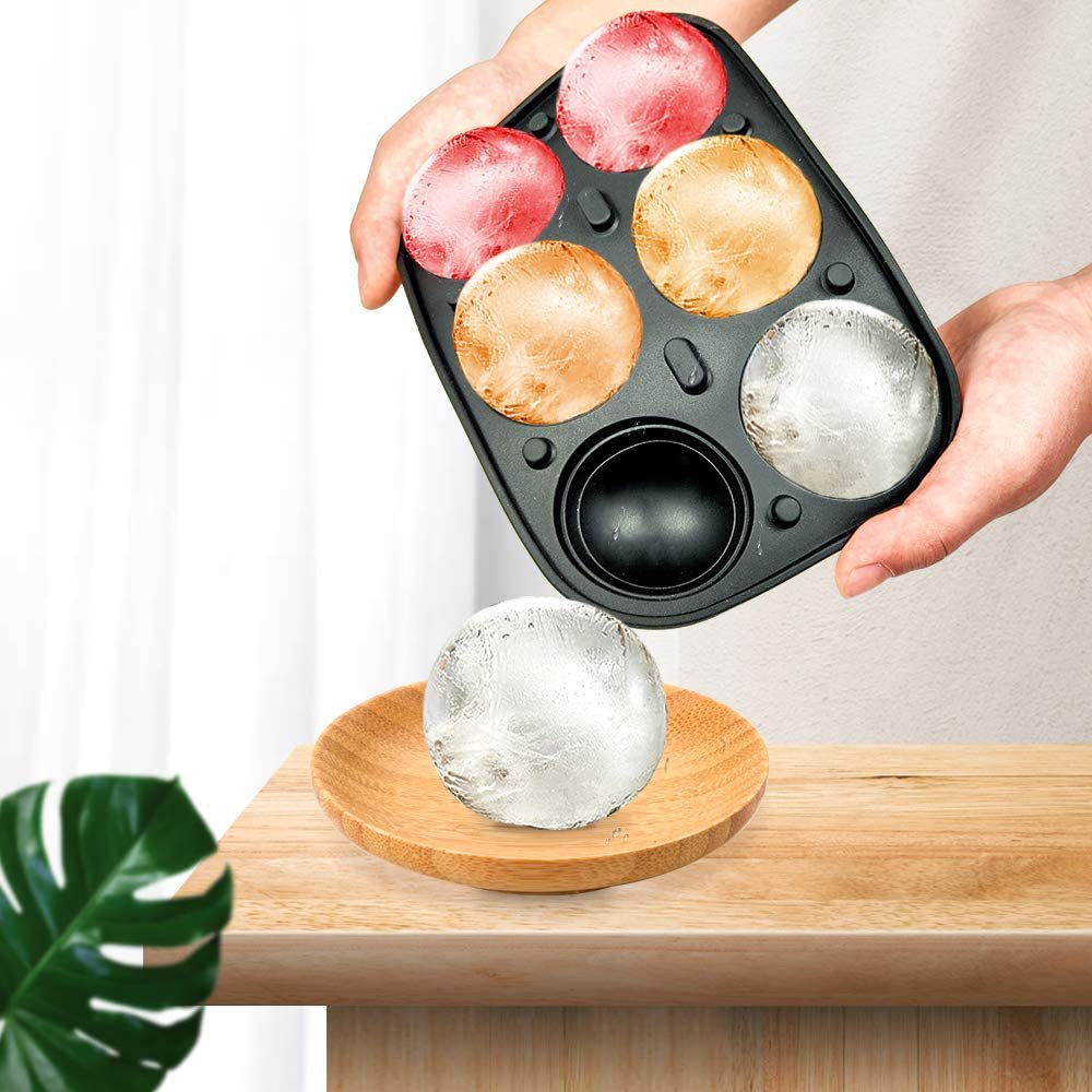 Silicone Ice Cube Tray for Whiskey and Frozen Drinks - 4 or 6 Balls Sets
