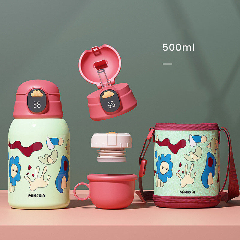 Children's Insulated Stainless Steel Water Cup with Bouncing Lid - 500-600ML