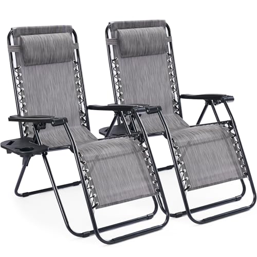 Portable Recliner Chair Set with Cup Holder & Adjustable Backrest