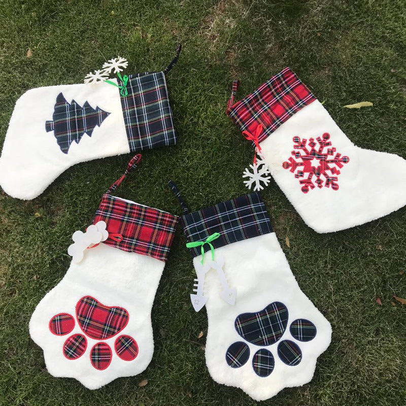 Christmas Stockings Hand-Shaped Dog Bone Style Holiday Decor - Multiple Variants