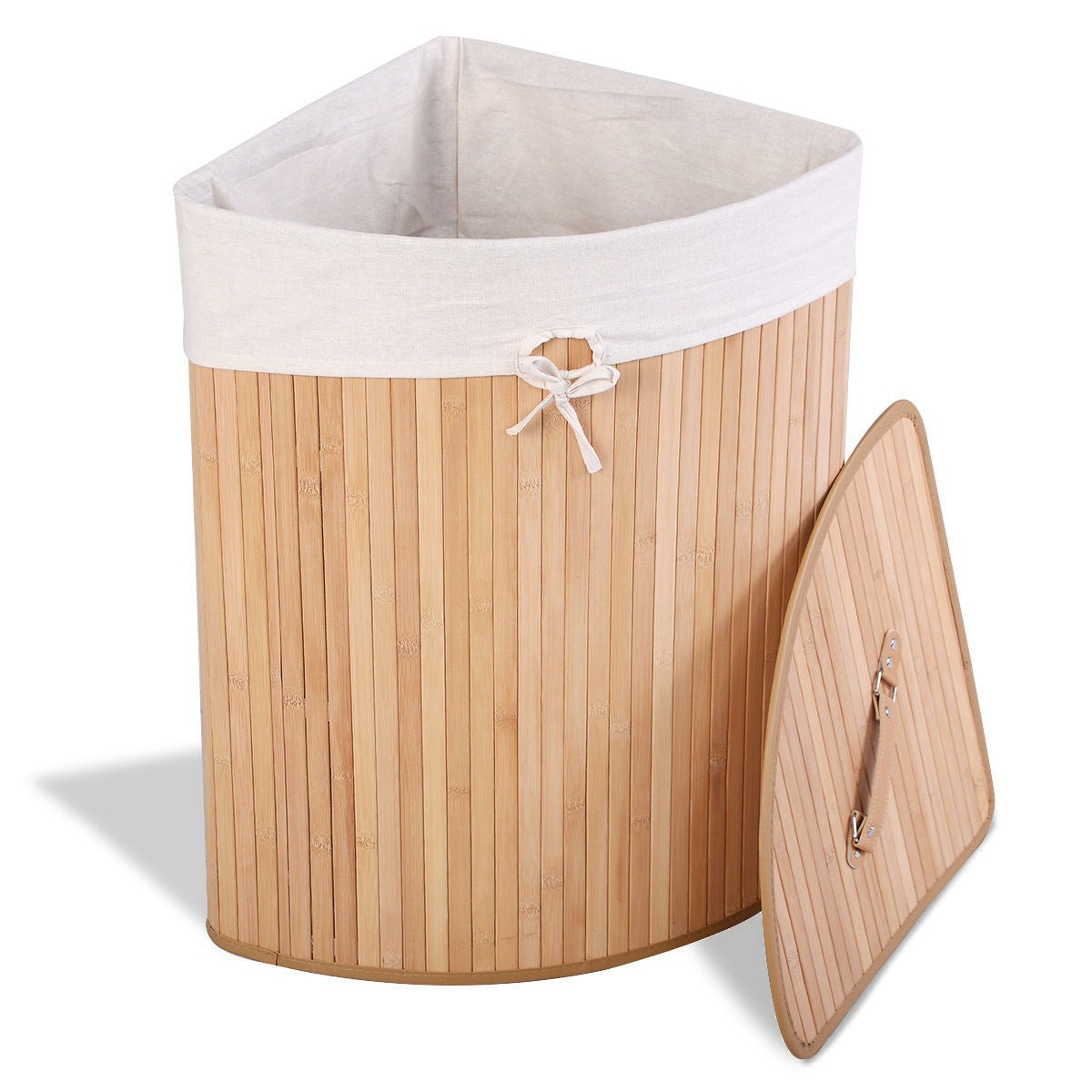 Natural Bamboo Laundry Hamper with Removable Lid - 72L Capacity
