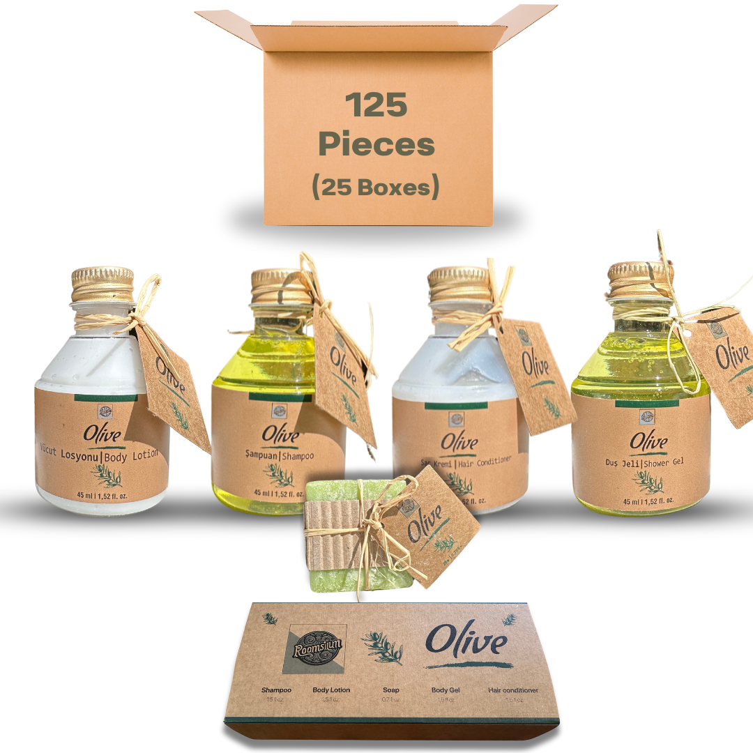 125-Piece Travel Size Toiletries Kit - Olive Blossom Scented Bulk Set