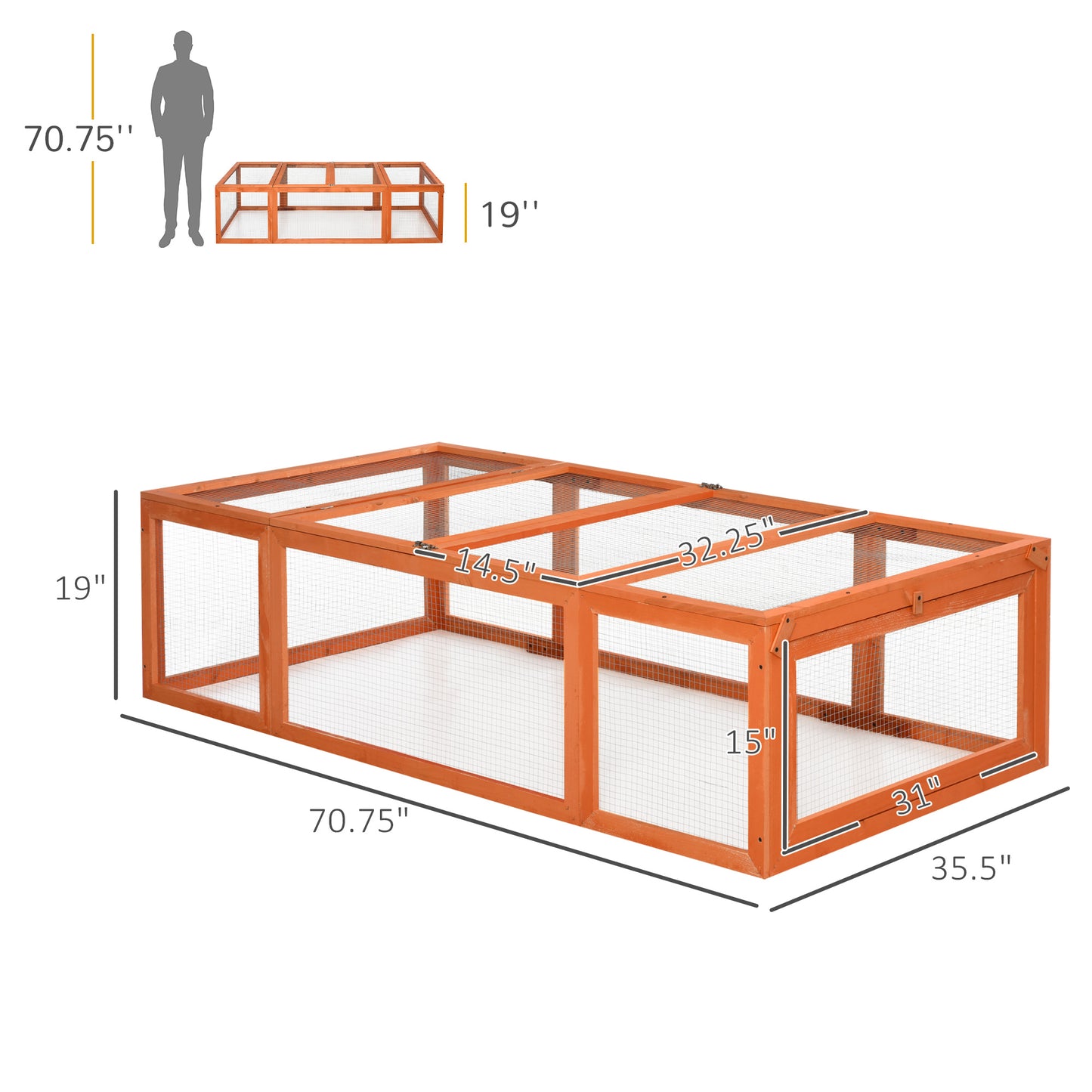 Large Wooden Rabbit Hutch Enclosure with Lockable Doors Outdoor Small Animal Habitat