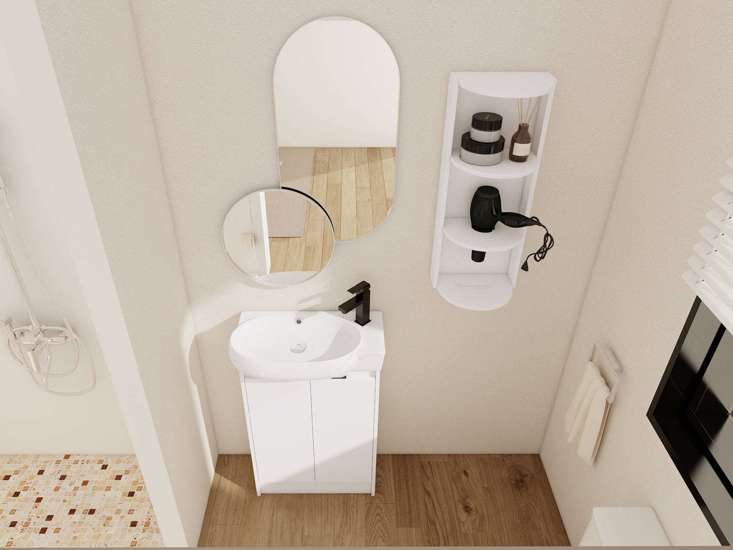 23 Freestanding Bathroom Vanity With Sink And Storage Rack, Soft