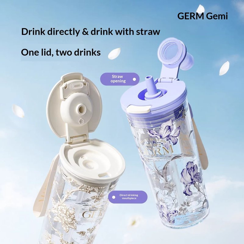 High-Temp Resistant Plastic Straw Cup 550ml Portable Drinkware - Multiple Colors