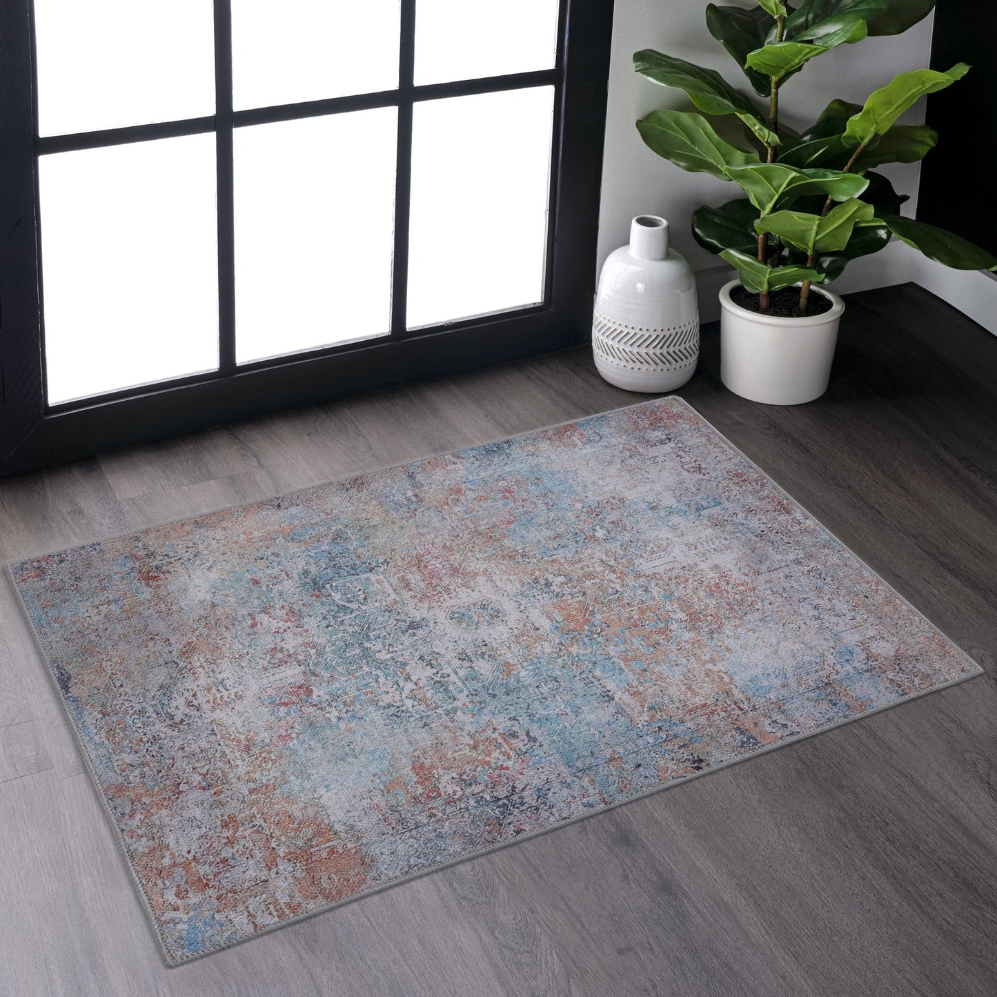 MAVAL Yellow Washable Rug 2' X 3' Doormat Yellow,
