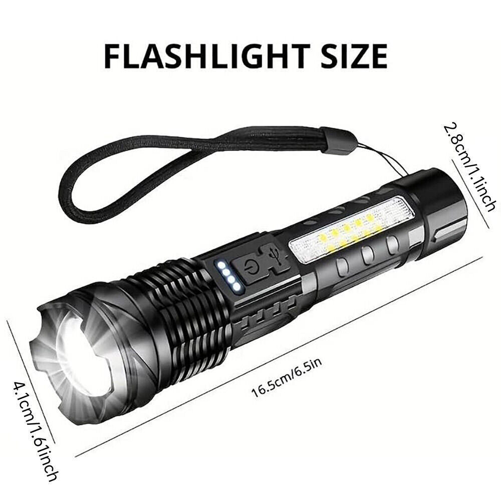 Rechargeable LED Flashlight with Zoom, Multiple Modes, USB Charging - 2 Pack