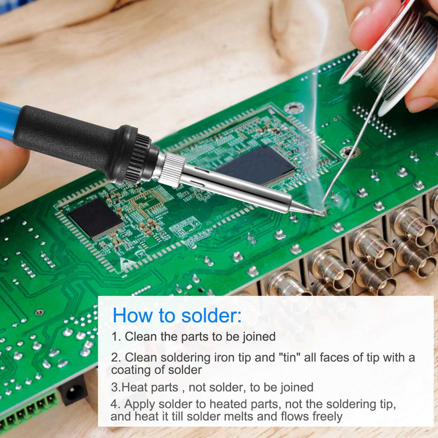110V Adjustable Temperature Soldering Iron Kit with 5 Tips for PCB Electronics Repair