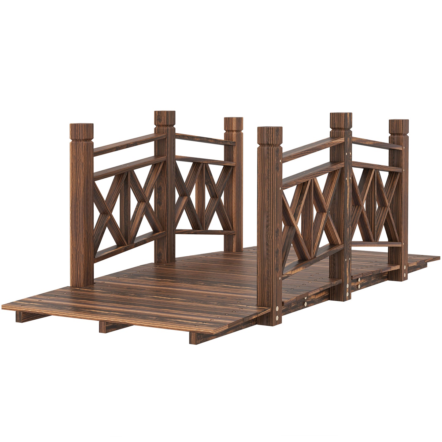 5 ft Wooden Garden Bridge for Ponds and Streams - Rustic Outdoor Footbridge