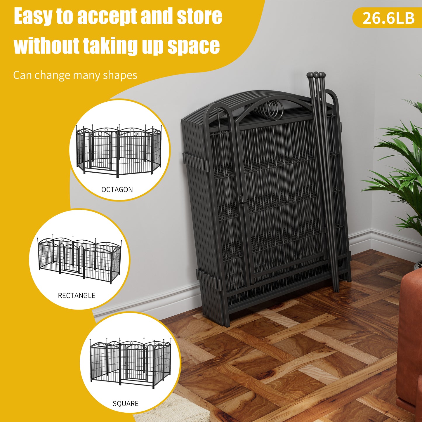 Indoor Outdoor 32 Inch Metal Dog Playpen with Doors - Heavy Duty Pet Fence
