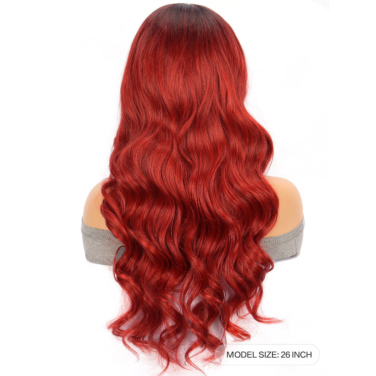 Wine Red Long Curly Synthetic Hair Wigs with Oblique Bangs - Cosplay Hair Cover