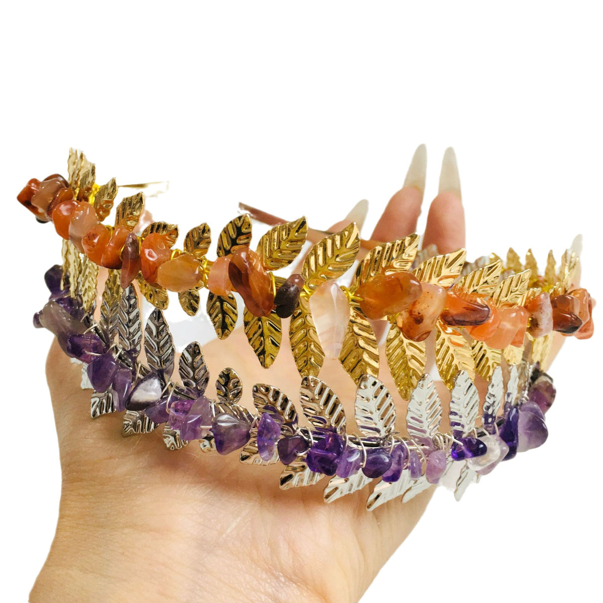 Natural Crystal Hairpin - Handmade Geometric Style